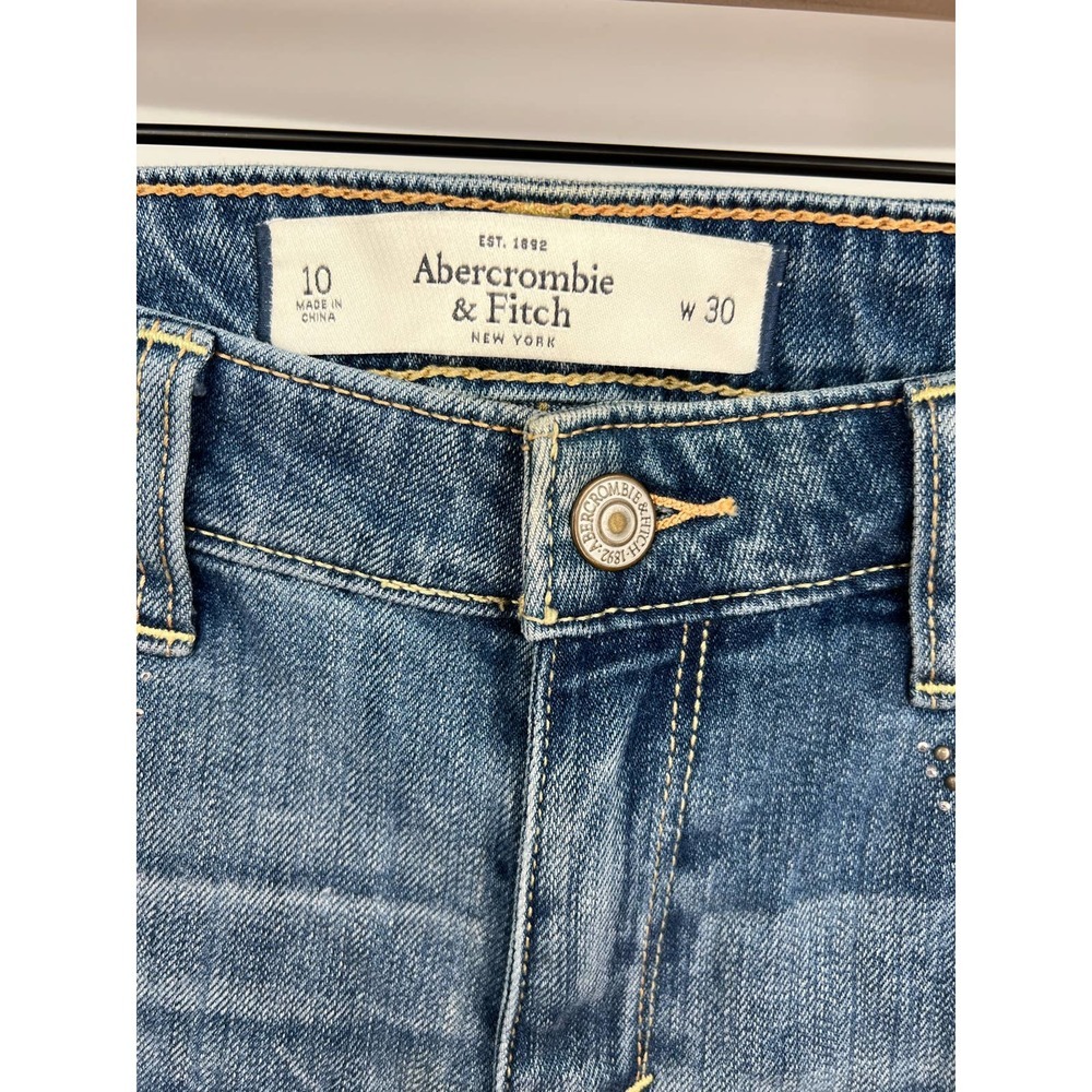 Abercrombie & Fitch Y2k Rhinestone Embellished Distressed Skinny Jean Sz 30/10 - Picture 8 of 10